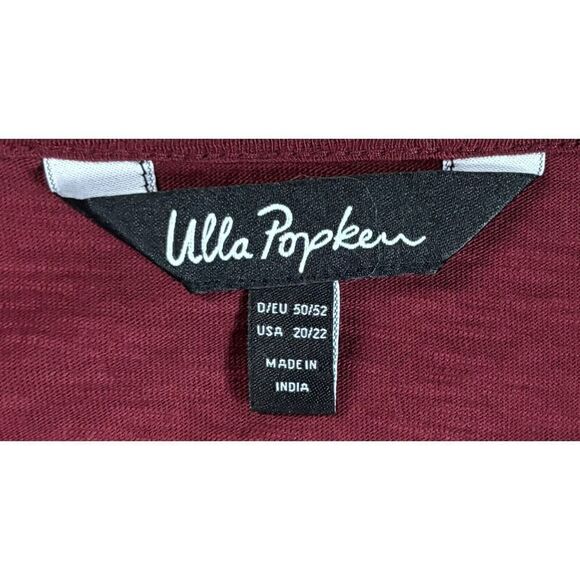 Ulla Popken Tunic Plus Size 20/22 Crushed Velvet Burgundy Beaded Glam Elegant - Picture 5 of 9